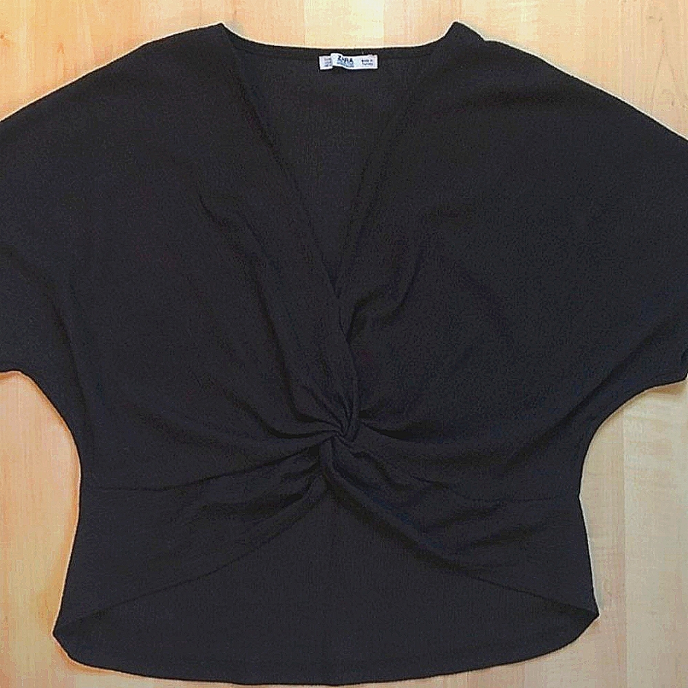 ( Zara ) Knotted Twist Cropped Top / Blouse - Picture 2 of 6